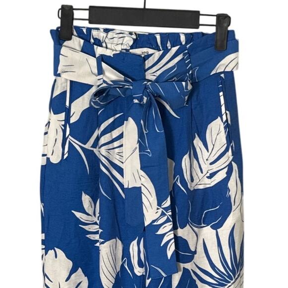MANGO Tropical Print Flowy Wide Leg Trousers Blue and White Size XS - Picture 12 of 14